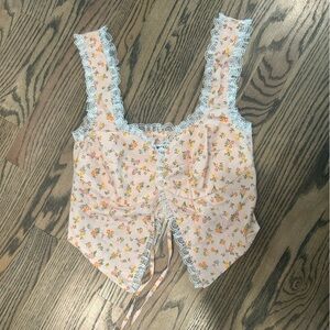 Rumored Floral Lace Tie Top